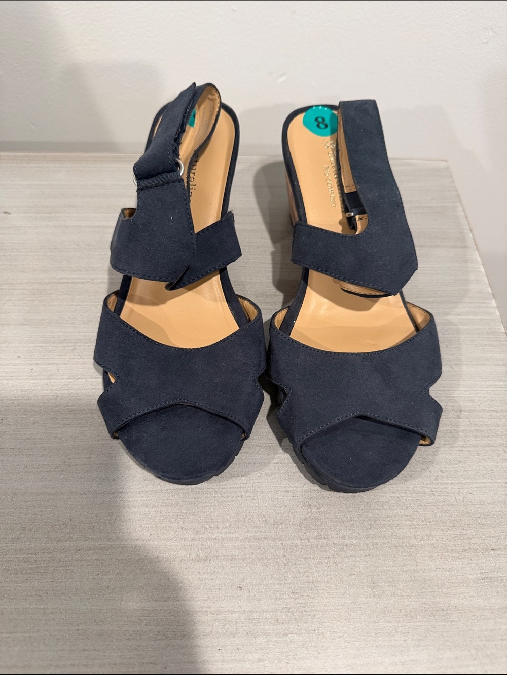 Naturalizer Navy Suede Open-Toe Slingback Heels